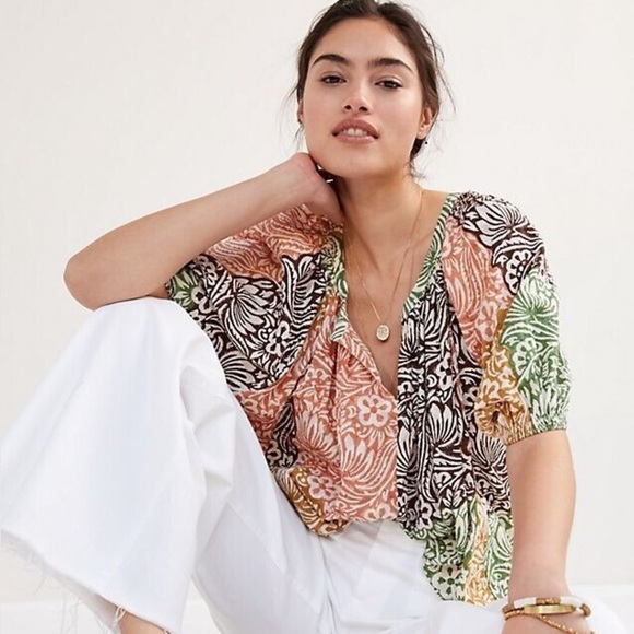 Anthropologie Roller Rabbit Aegean Abstract Top - Picture 1 of 6